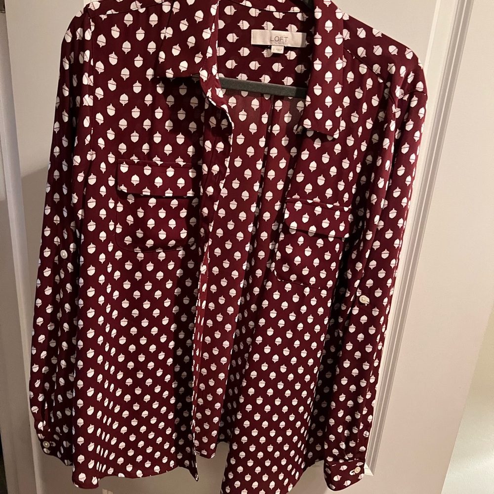 Maroon blouse from Loft.  Size large. Has pockets. Flowy.